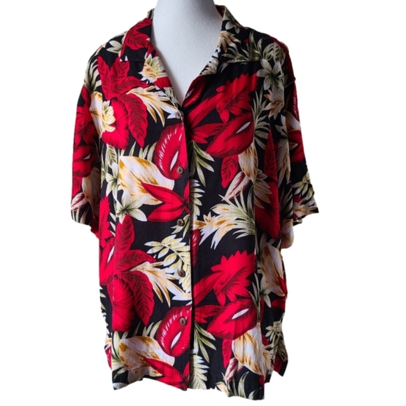 coconut cafe Tops - Coconut Cafe vintage button-down short sleeve Hawaiian shirt, Sz 2X (PTP 24")